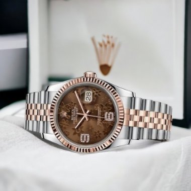 Đồng hồ Rolex Oyster Perpetual Datejust 116231 Chocolate floral motif set with diamonds 36mm