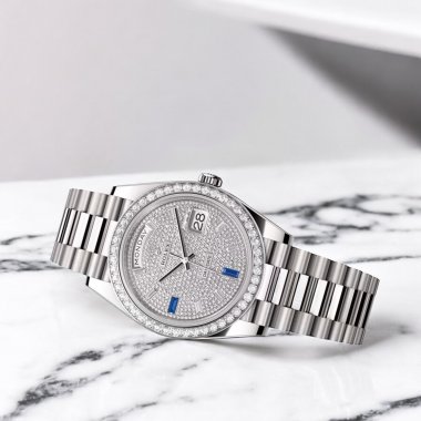 Đồng hồ Rolex Day-Date 40mm mặt số lát kim cương, vành nạm kim cương 228349RBR Đã qua sử dụng