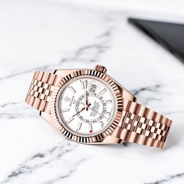 Đồng Hồ Rolex Sky-Dweller bằng vàng Everose mặt đồng hồ màu dây đeo Jubilee 336935